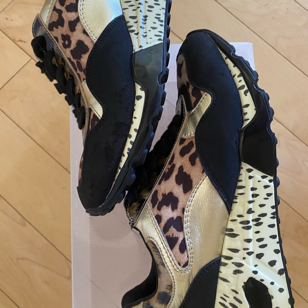 Steve Madden Black/Tan/Gold Leopard Chunky Platform Sneakers 7 1/2 - Picture 11 of 11